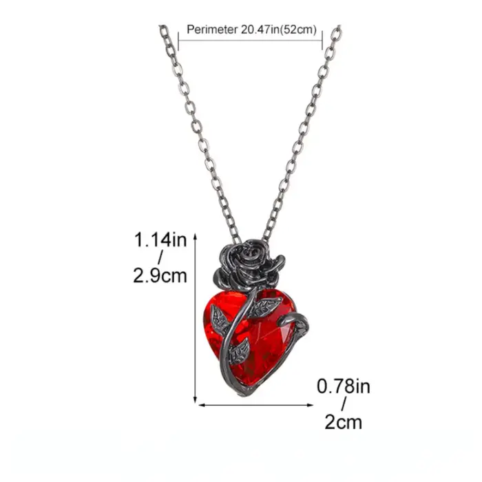 Collier gothique Rose rouge amour pour femmes