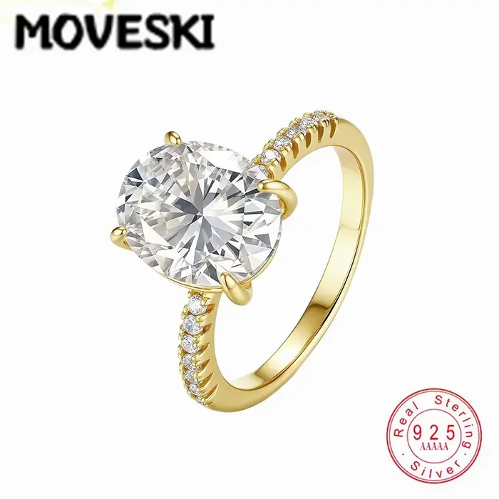 Bague de fiançailles MOVESKI 5CT en moissanite taille ovale pour femme