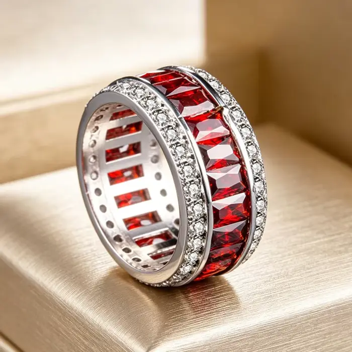 Bague éternité pour femme, couleur bleu cristal, ton argenté, entièrement pavée de CZ, bijoux de déc