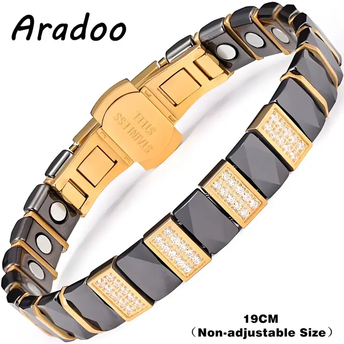 ARADOO – Bracelet en céramique et titane pour hommes et femmes, avec thérapie magnétique, bijoux cad