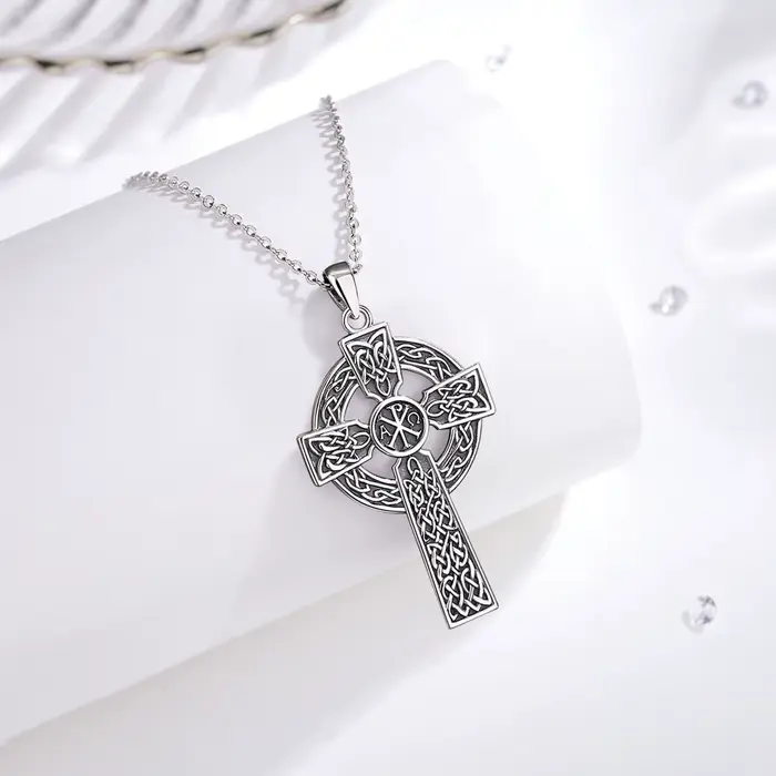 Eudora 925 argent Sterling noeud celtique croix collier Vintage Chi Rho pendentif chrétien religieux bijoux cadeau pour femmes hommes
