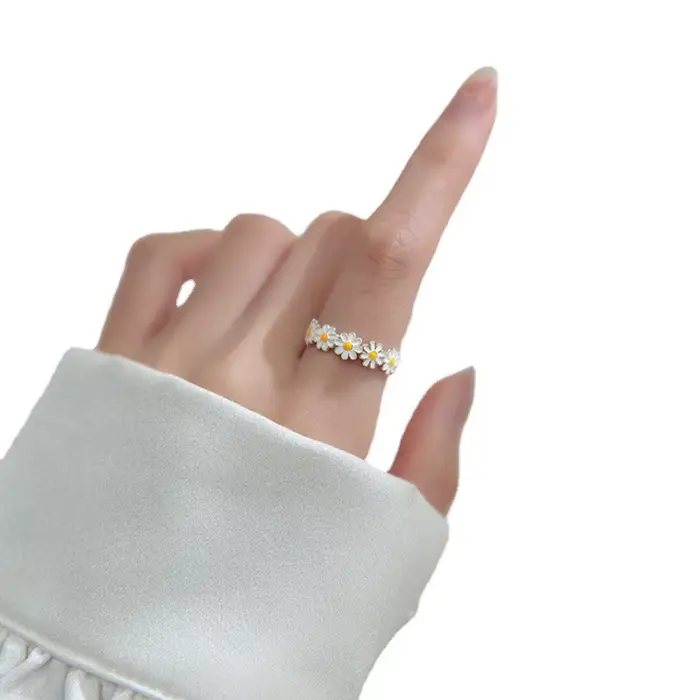 Bague de mariage coréenne vintage en forme de marguerite anneau de doigt réglable bijou pour femmes et hommes occasions spéciales romantique et mignon