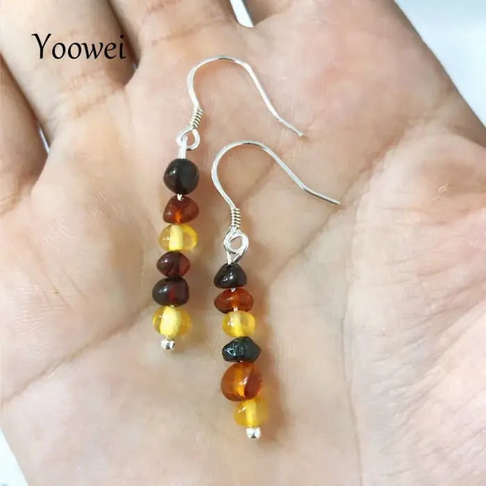 Yoowei-Boucles d'Oreilles en Ambre Naturel