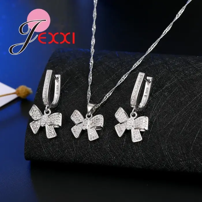 Ensembles de bijoux classiques en argent regardé 925 pour femmes