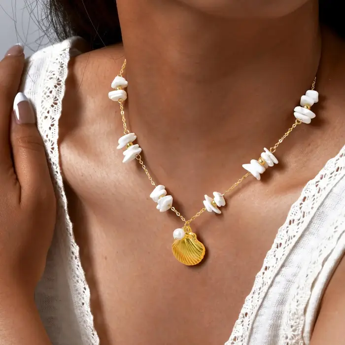 Collier chaîne de perles en pierre naturelle multicolore fait à la main pour femmes