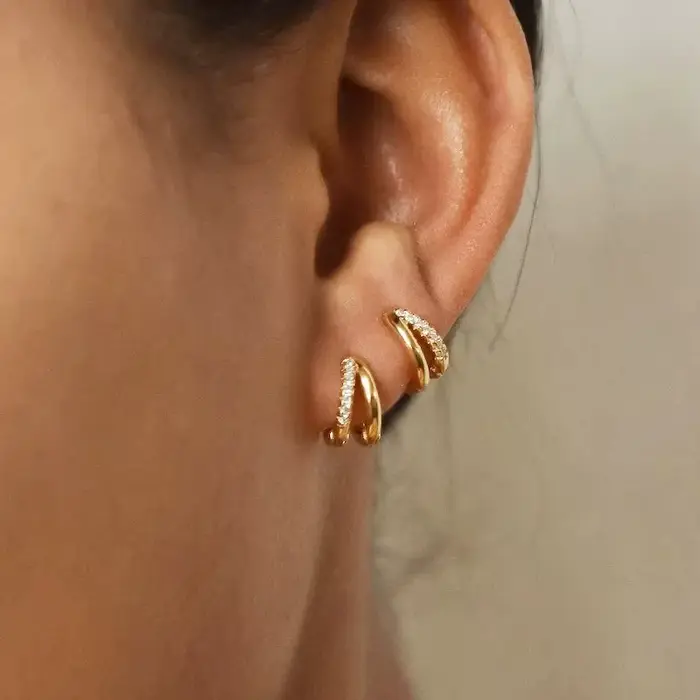 Boucles d'oreilles créoles circulaires en acier inoxydable couleur or pour femme