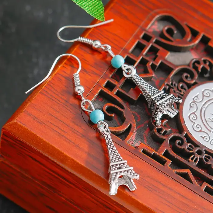 Aihua-Boucles d'oreilles en pierre turquoise naturelle bohème pour femme