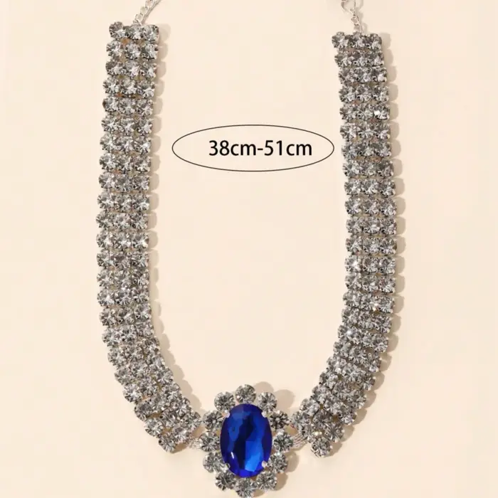 Collier de couches en strass vert scintillant pour femmes design géométrique extravagant pour soirée et quotidien