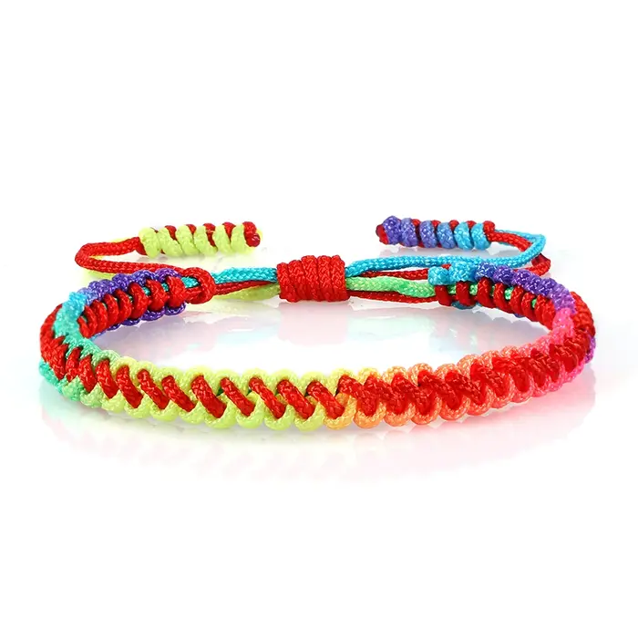 Bracelet Tressé à Nministériels ds Arc-en-Ciel Colorés, Corde en Nylon, Ajustable, Fait à la Main, C