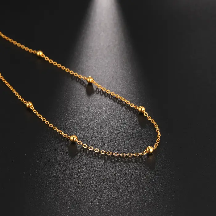 Amaxer Collier ras du cou simple en chaîne de perles or et argent pour femmes et filles