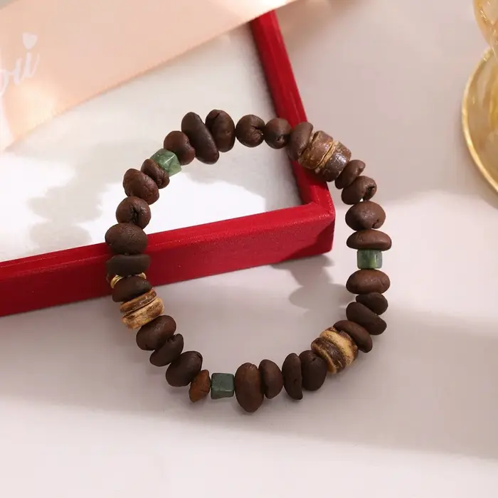 Nouveau bracelet de perles de café irrégulières avec luxe léger