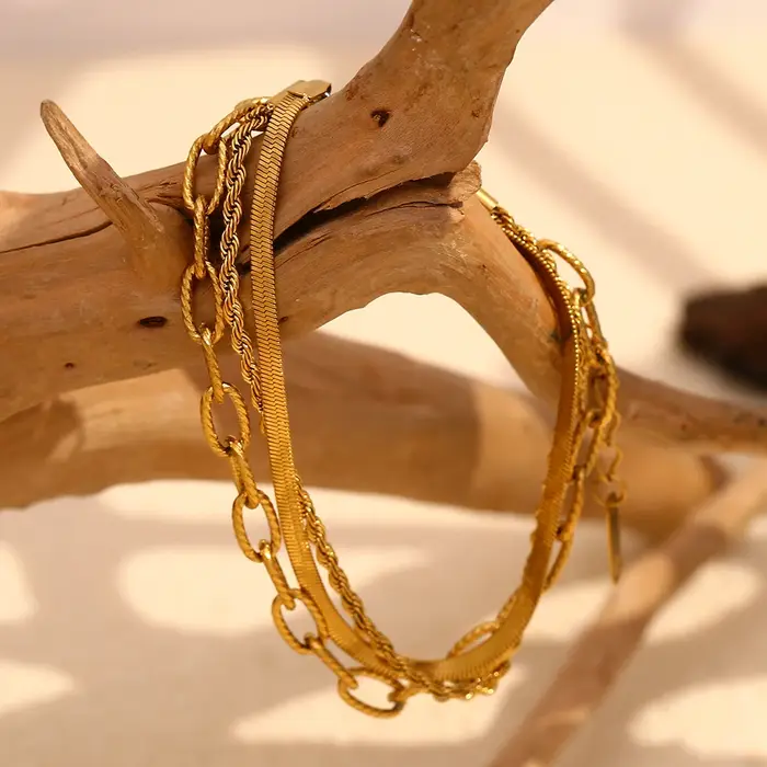 La.Muses – Bracelet chaîne combinée à 3 couches