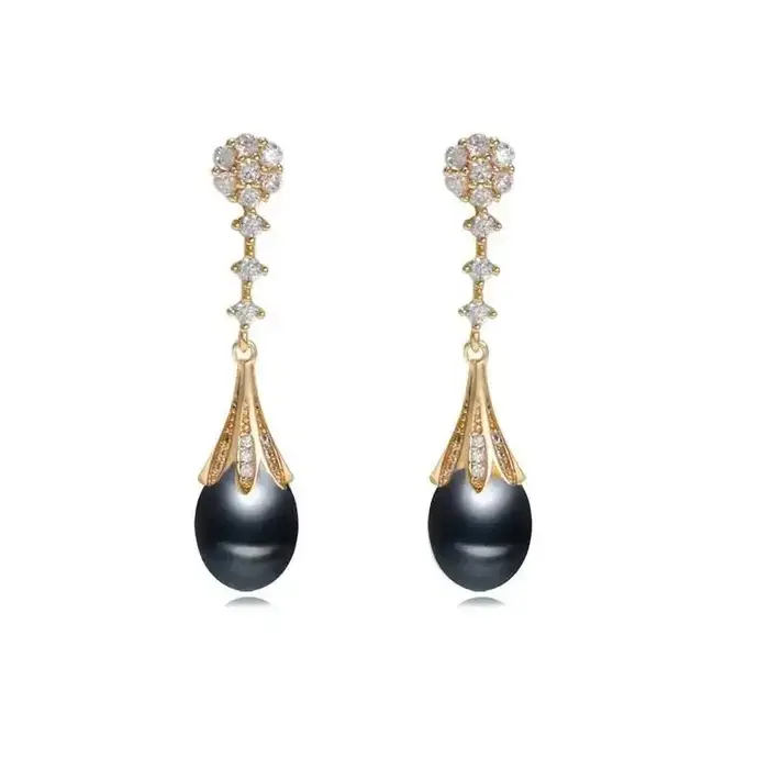 Boucles d'oreilles pendantes en perles naturelles en argent 925 pour femmes style bohème perles d'eau douce cadeau de fiançailles pour femmes occasions spéciales