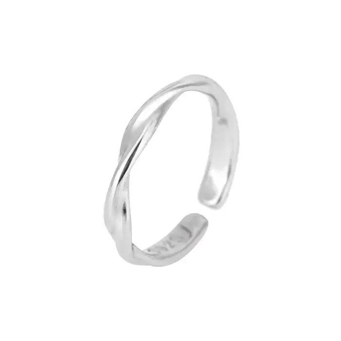 Bague en argent sterling 925 fil torsadé simple pour femmes dîners et fêtes occasions spéciales élégante Wing of dream