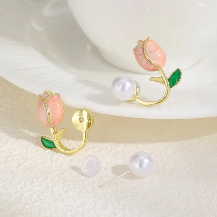 Boucles d'oreilles élégantes en Imitation de tulipe pour femmes