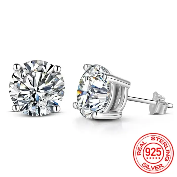 Boucles d'oreilles en argent Sterling 100% Moissanite pour femmes