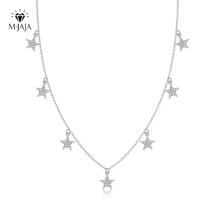 Collier Moissanite en Argent Sterling 925 avec Pendentif Étoile Plaqué Or Blanc Bijoux Fins Occasions Spéciales Femme