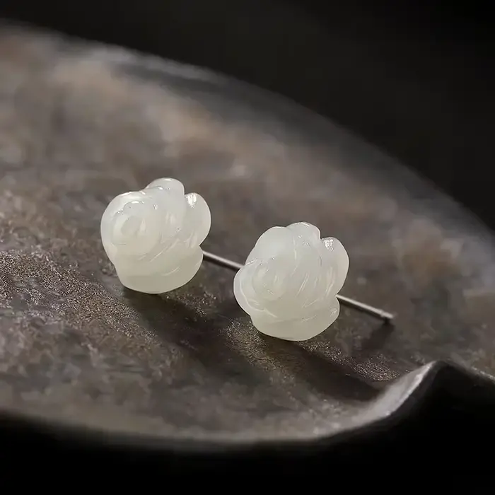Boucles d'oreilles en Jade Rose naturel vert, clous d'oreilles, bijoux en pierres précieuses Vintage, Talismans, amulette énergétique, cadeaux de luxe pour femmes et filles