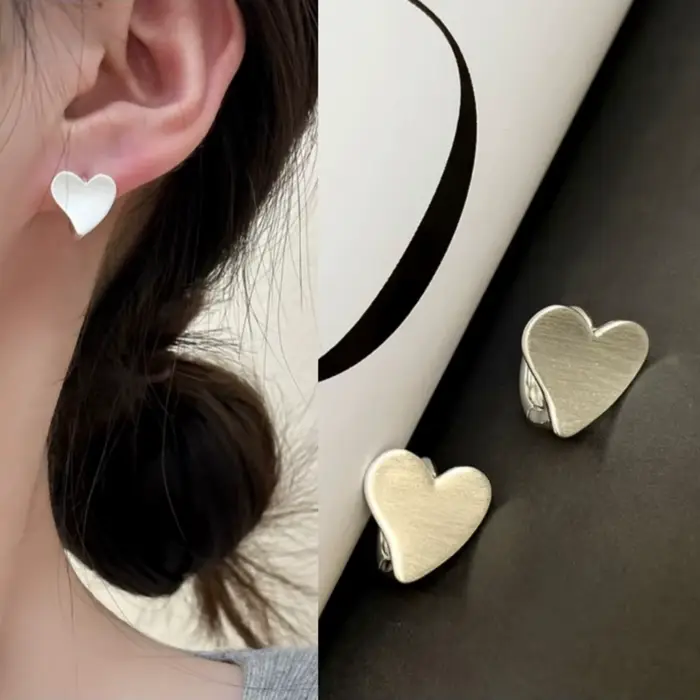 Boucles d'oreilles minimalistes en argent Sterling 925 véritable en forme de cœur pour femmes, cerceau, accessoires de bijoux