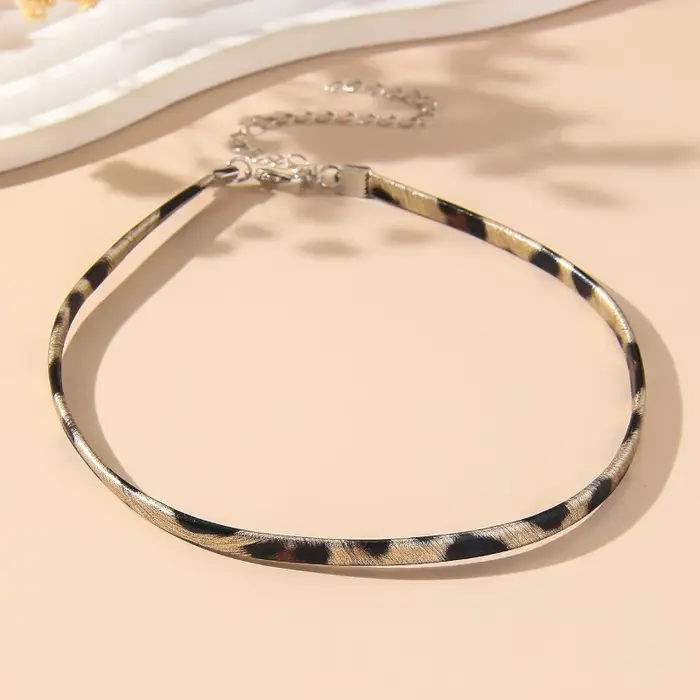 Collier ras du cou léopard en cuir PU, style punk, chaîne vintage pour femme, accessoires de bijoux 