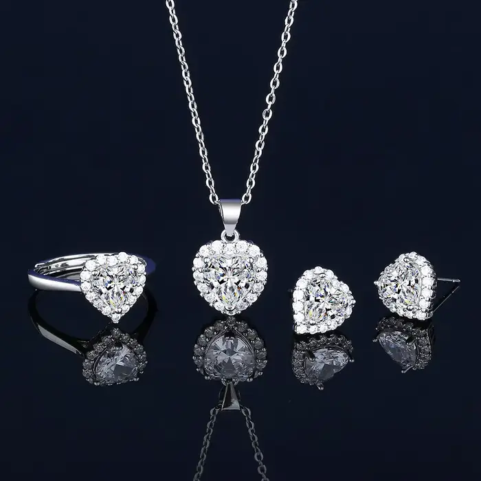 Solitaire Lab – ensemble de bijoux en diamant, en argent Sterling 925, bagues de mariage, boucles d'