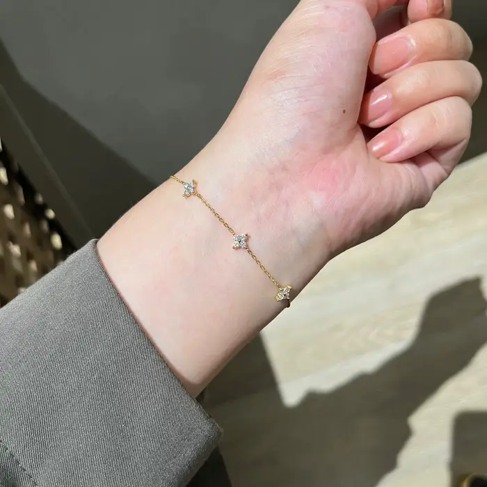 Bracelet Fleur en Argent Sterling 925 pour Femme, Zircon Scintillant Pavé, Chaîne Délicate, Bijou Qu