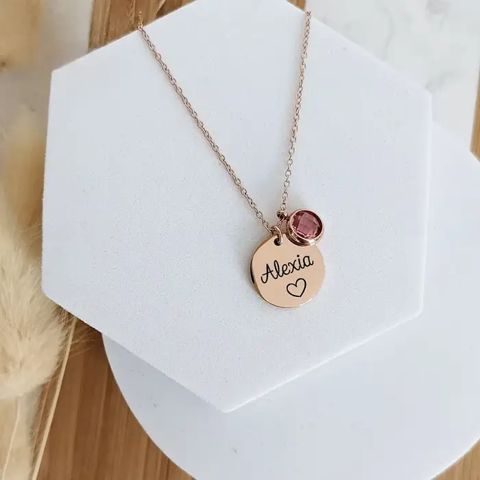 Collier personnalisé avec nom de pierre de naissance pour la fête des mères, pendentif avec texte et date gravés personnalisés, cadeau spécial pour grand-mère, Mimi 2025