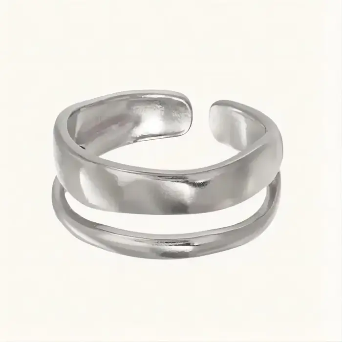 1/3 pièces Double rangée empilable ouvert redimensionnable vague en acier inoxydable anneau plaqué o