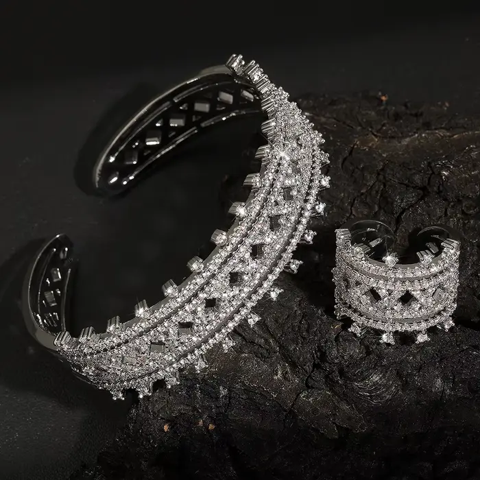 ZAKOL luxe brillant AAA Zircon Bracelet bague ensemble pour les femmes réglable ouvert Bracelet ensembles de bijoux de mariage accessoires de fête