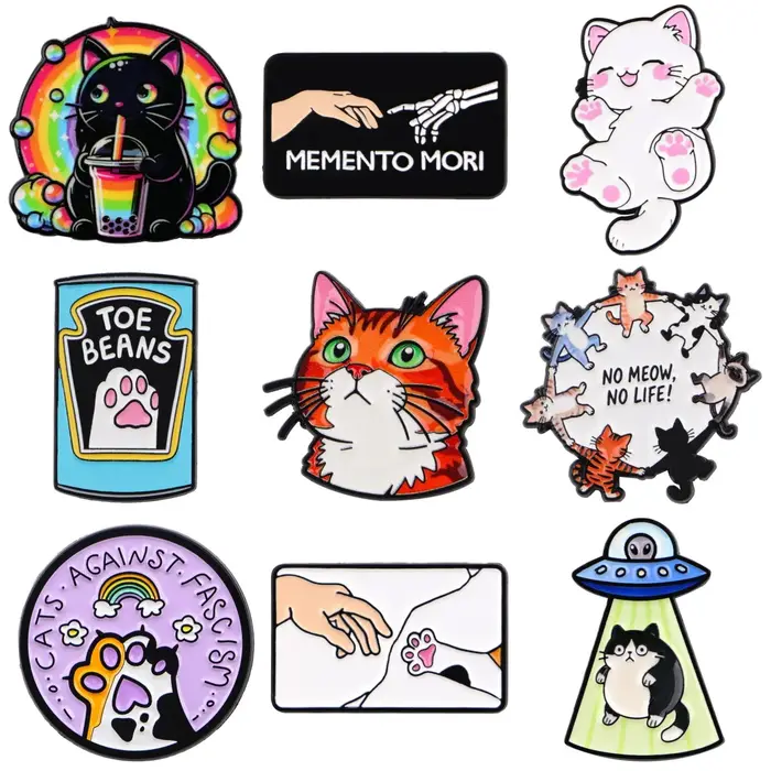 Broches de chats de dessin animé pour femmes