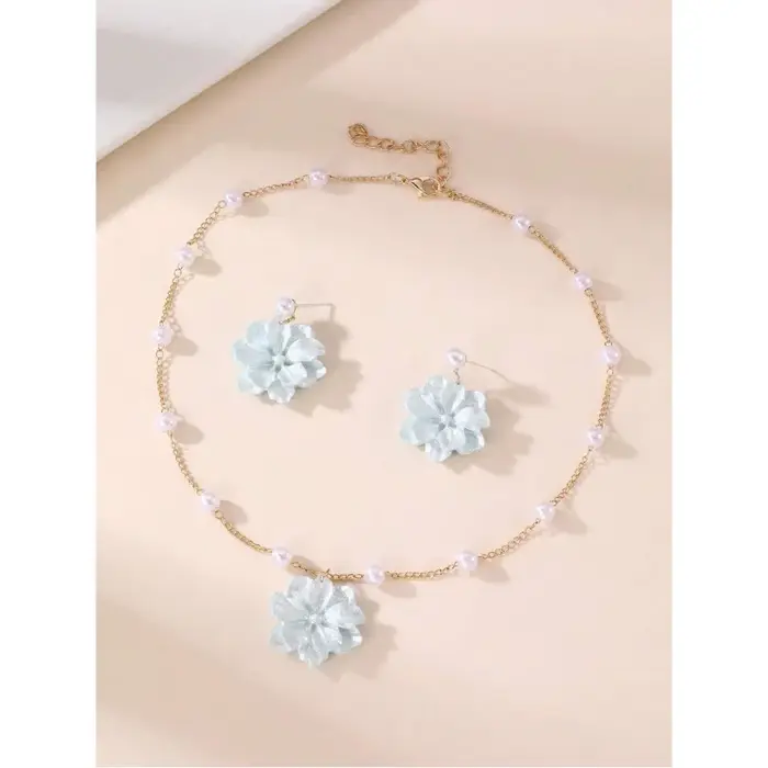 Ensemble de bijoux floraux et perlés pour filles
