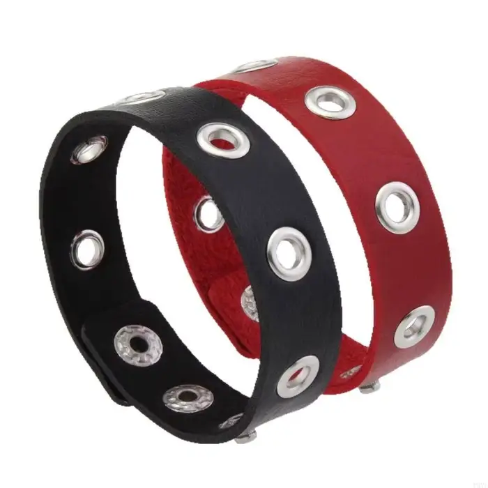 Bracelet gothique en cuir PU avec design minimaliste et ajustement réglable pour femmes occasions spéciales et streetwear