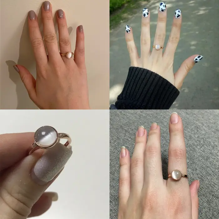 Bagues en pierre opale oeil de chat pour femmes Style coréen couleur or Rose de qualité supérieure marque de mode bijoux de fête de mariage vente en gros R153