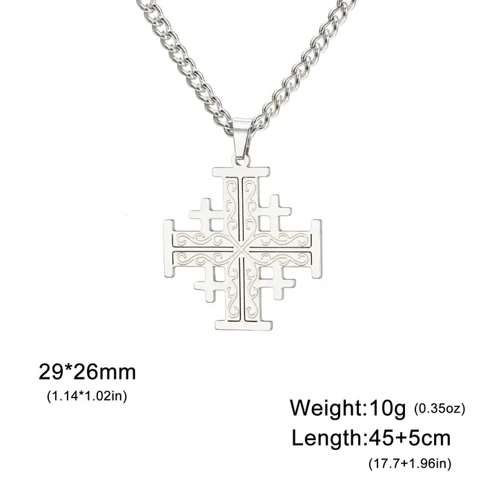 Dreamtimes classique croix en acier inoxydable jérusalem croisé templier pendentif collier pour femm