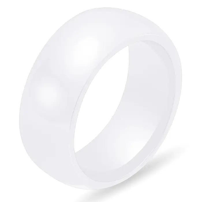 Bague en céramique rose/blanc/noir lisse pour femmes