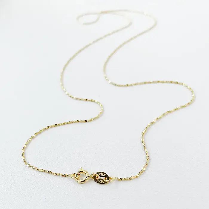 1mm mince 925 en argent Sterling couleur or ciel étoile lien chaîne Collier pour femmes filles bijou