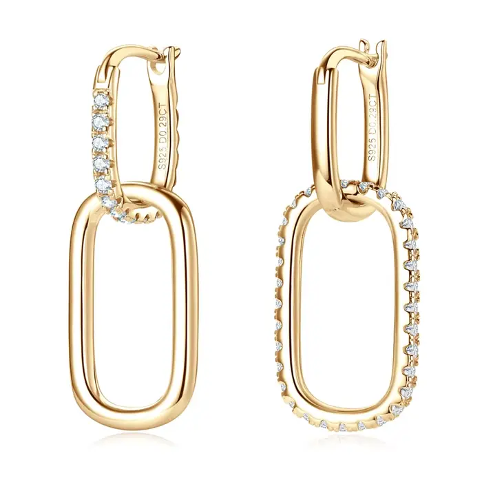 IOGOU-Boucles d'oreilles créoles Moissanite rondes plaquées or 18 carats pour femmes, boucles d'orei