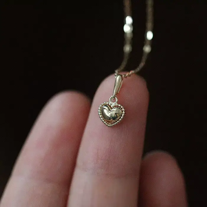 Collier avec pendentif en forme de cœur pour femmes, plaqué or 14 carats, Simple et délicat, à la mo