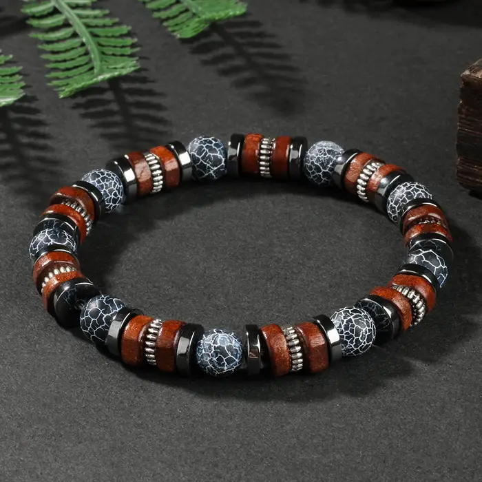 Bracelet en agate patinée pour hommes