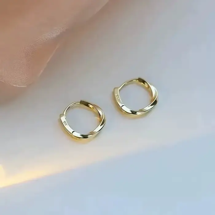 Boucles d'oreilles rondes en argent Sterling 925 pour femmes, créoles au Design incrusté Simple, bij