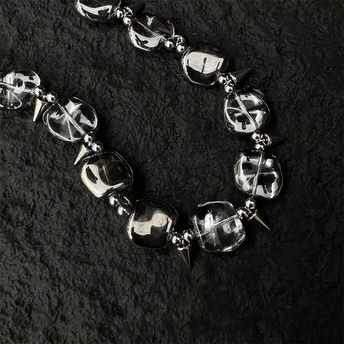Collier néo-gothique ZHUHE en cristal avec rivets pour homme et femme pour soirée et cérémonies spéciales