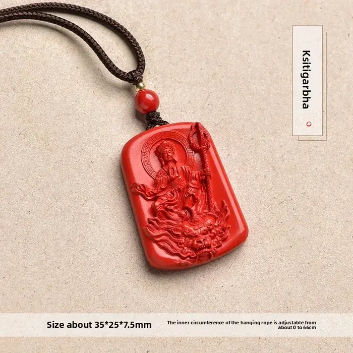 Pendentif cinabre Ksitigarbha Bodhisattva