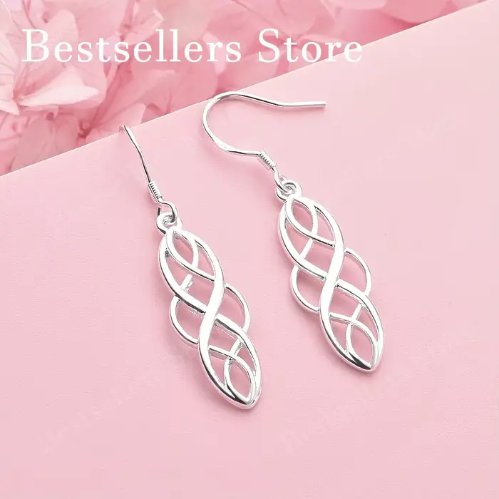 Boucles d'oreilles en argent sterling 925, exquises, creuses et entrelacées, cadeaux pour femmes, ac