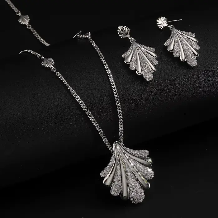 Ensemble de bijoux tendance plaqué or 18 carats avec zirconiums cubiques - Collier long superposé et