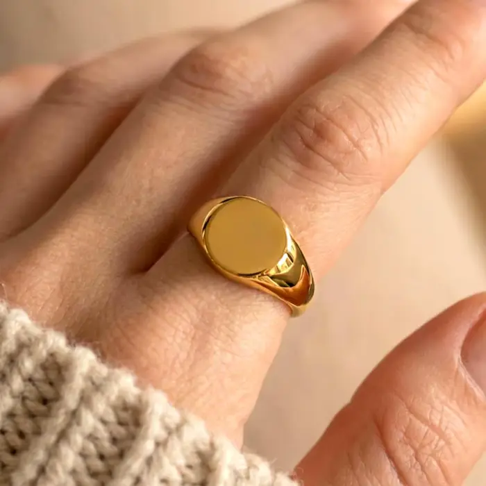 Bague ovale épaisse en acier inoxydable pour femmes et hommes, étanche, minimaliste, Vintage, pour Couple, bijoux esthétiques, cadeau