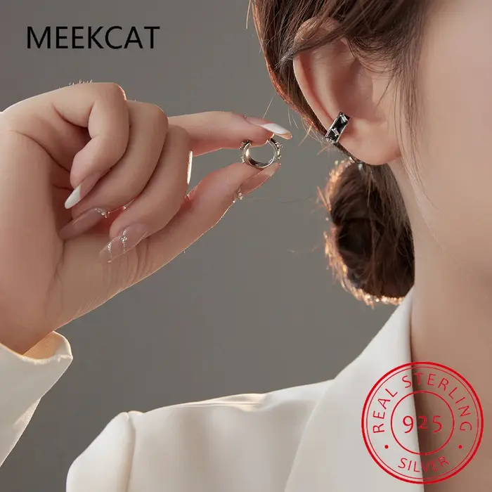 Boucle d'oreille clip en argent regardé 925 pour fille