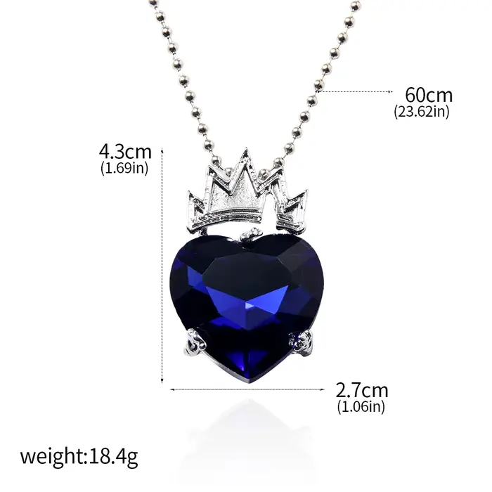 Film Descendants coeur collier Evie Fairest rouge bleu coeur couronne pendentif collier pour femmes 