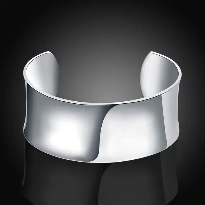 925 breloque en argent Sterling lisse large grand bracelet Bracelets pour femme de luxe mode fête de mariage manchette bijoux cadeau de noël
