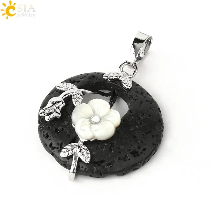 Pendentif en pierres naturelles pour collier, fleur ronde, feuille d'améthystes, Quartz Rose, Onyx n