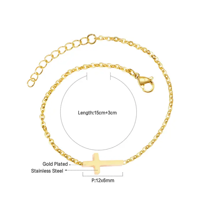 LUXUKISSKIDS classique Goth croix bracelets porte-bonheur pour femme/hommes jésus chrétien bijoux en